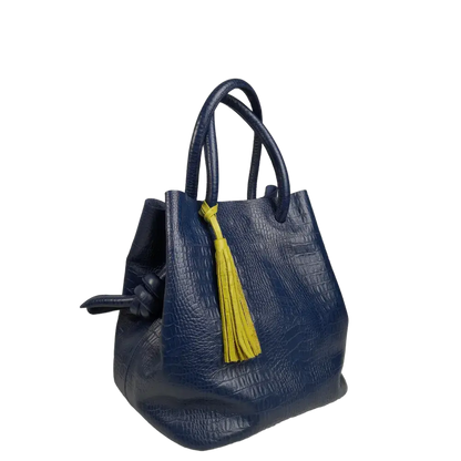 Bolso en cuero para mujer Brigitte Reptil azul oscuro