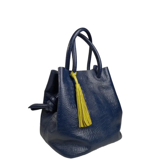 Bolso en cuero para mujer Brigitte Reptil azul oscuro