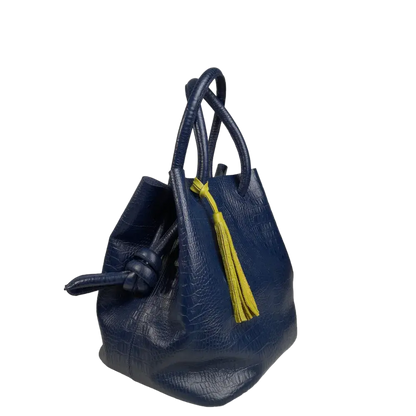 Bolso en cuero para mujer Brigitte Reptil azul oscuro