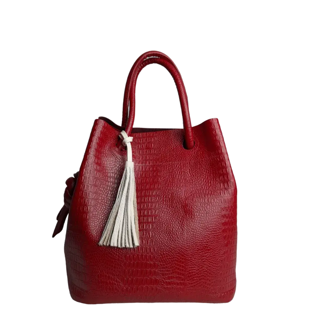 Bolso en cuero para mujer Brigitte Reptil rojo