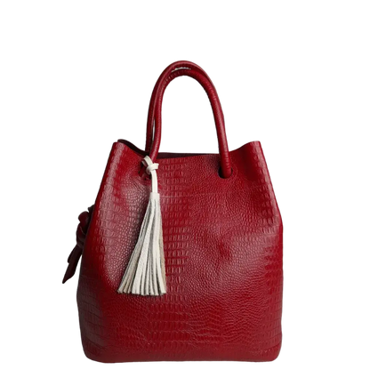 Bolso en cuero para mujer Brigitte Reptil rojo