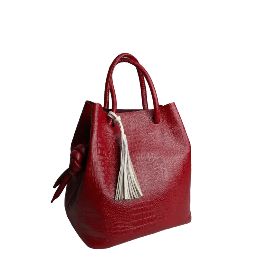 Bolso en cuero para mujer Brigitte Reptil rojo