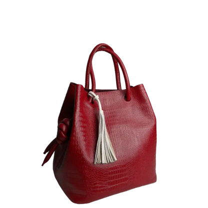 Bolso en cuero para mujer Brigitte Reptil rojo