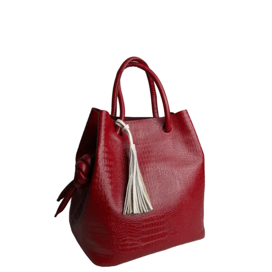 Bolso en cuero para mujer Brigitte Reptil rojo