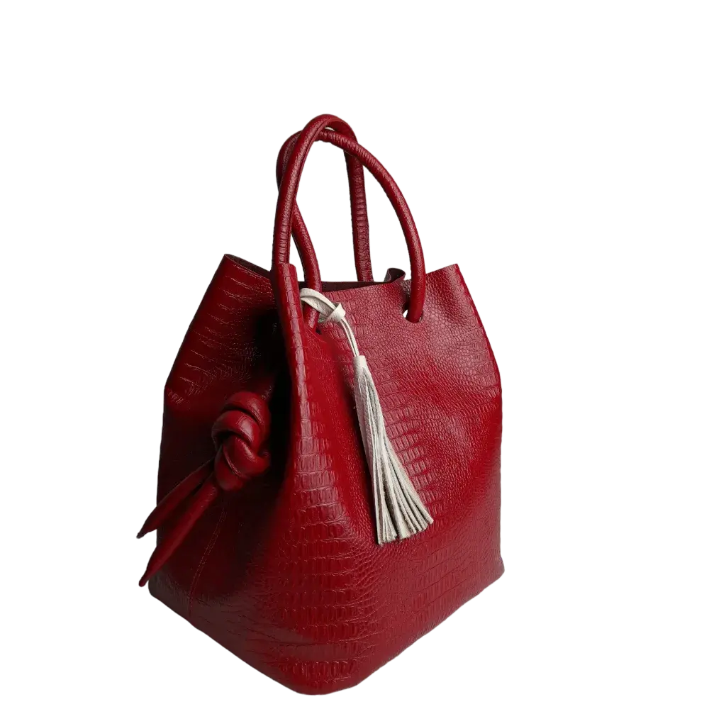 Bolso en cuero para mujer Brigitte Reptil rojo