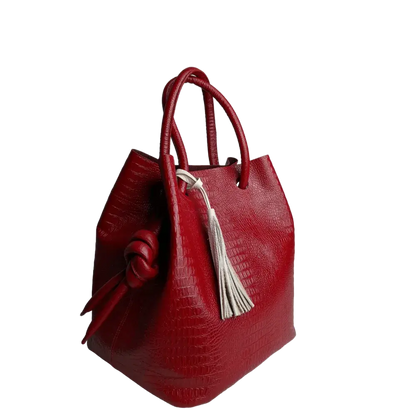 Bolso en cuero para mujer Brigitte Reptil rojo