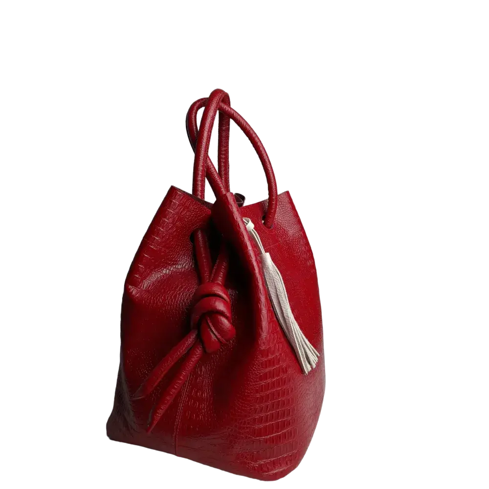 Bolso en cuero para mujer Brigitte Reptil rojo