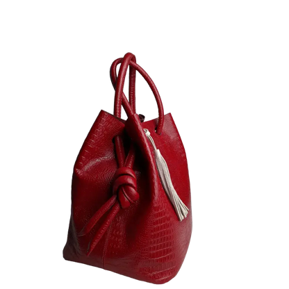 Bolso en cuero para mujer Brigitte Reptil rojo