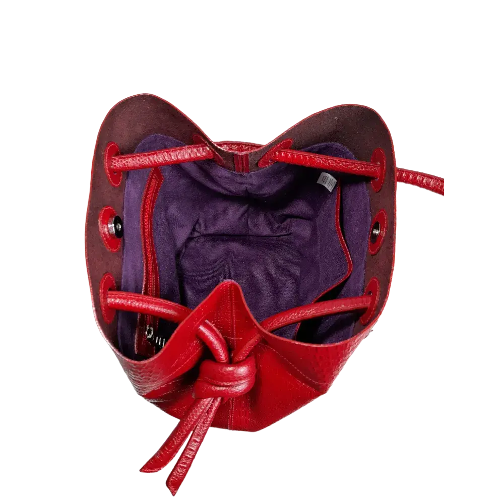 Bolso en cuero para mujer Brigitte Reptil rojo