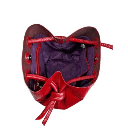 Bolso en cuero para mujer Brigitte Reptil rojo