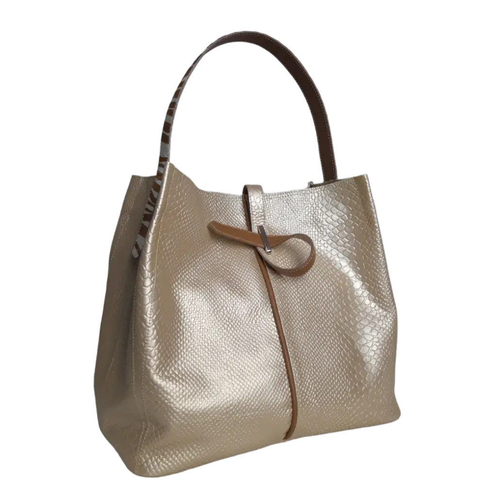 Bolso en cuero para mujer Lucy Anaconda Oro