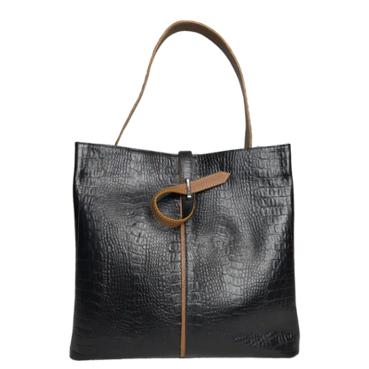 Bolso en cuero para mujer Lucy Reptil negro