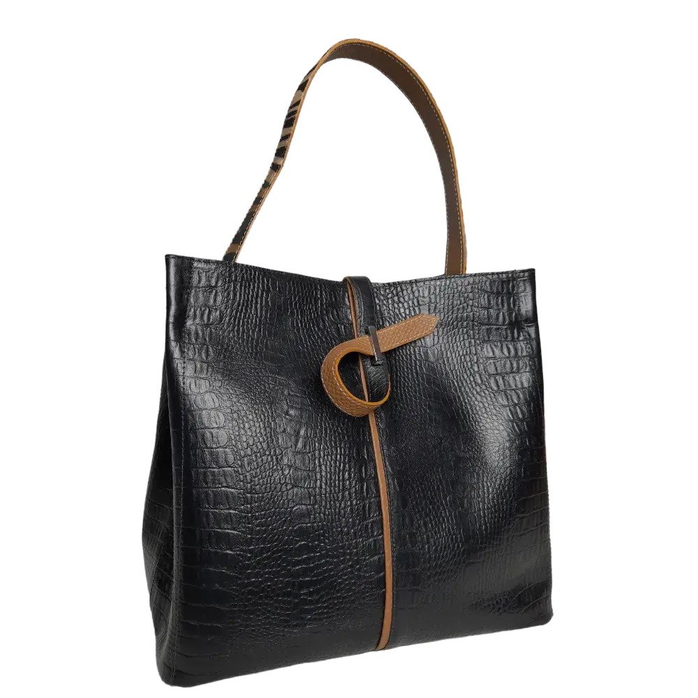 Bolso en cuero para mujer Lucy Reptil negro