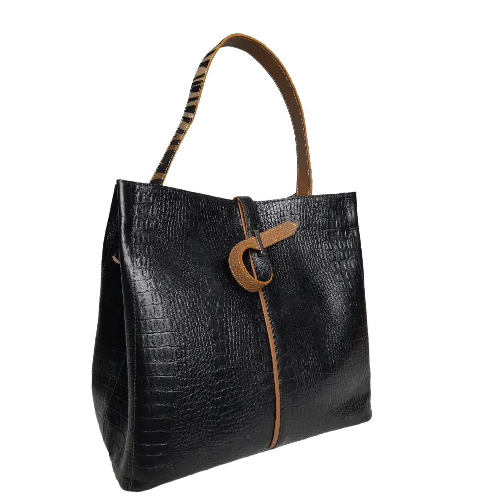 Bolso en cuero para mujer Lucy Reptil negro