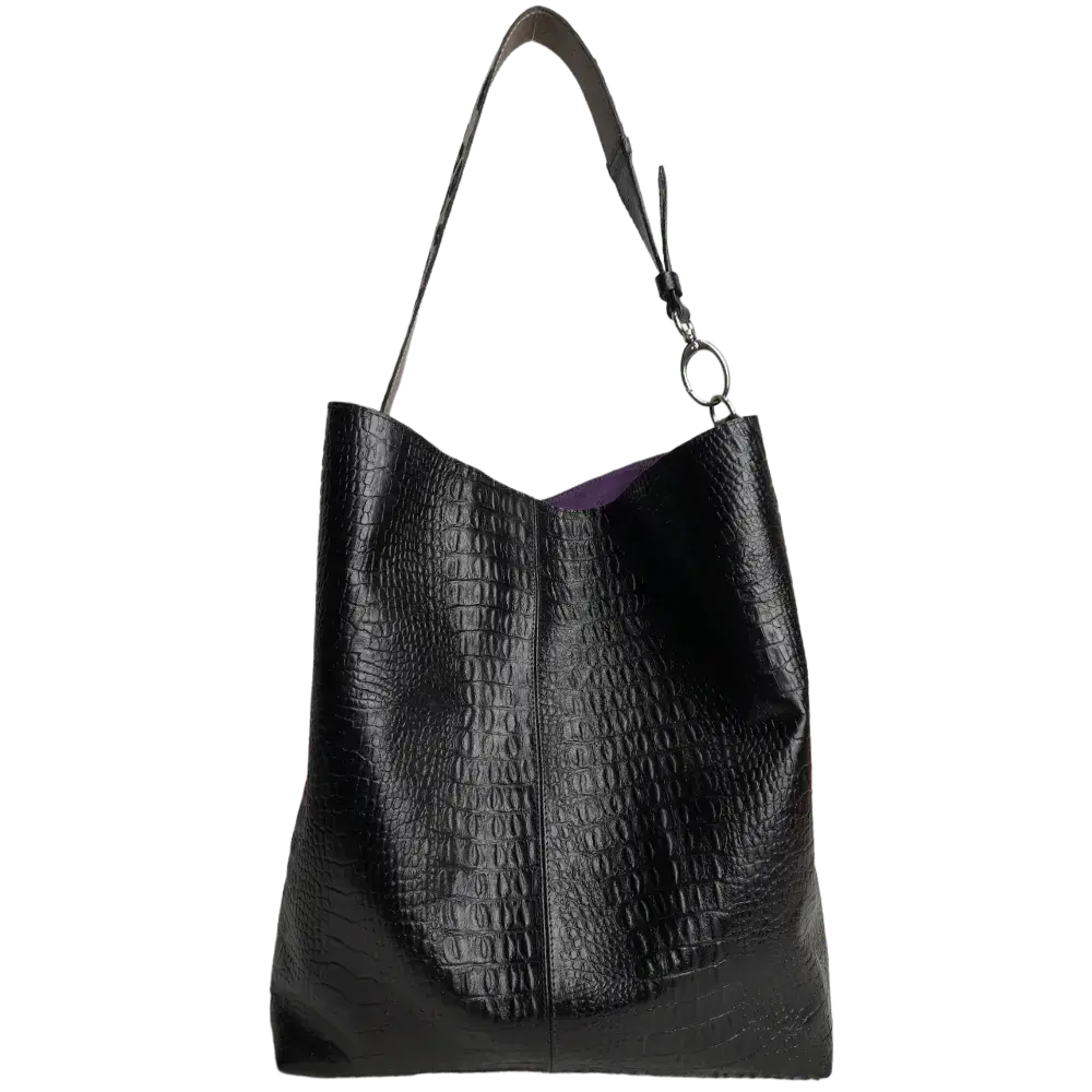 Bolso en cuero para mujer Serenity Reptil negro