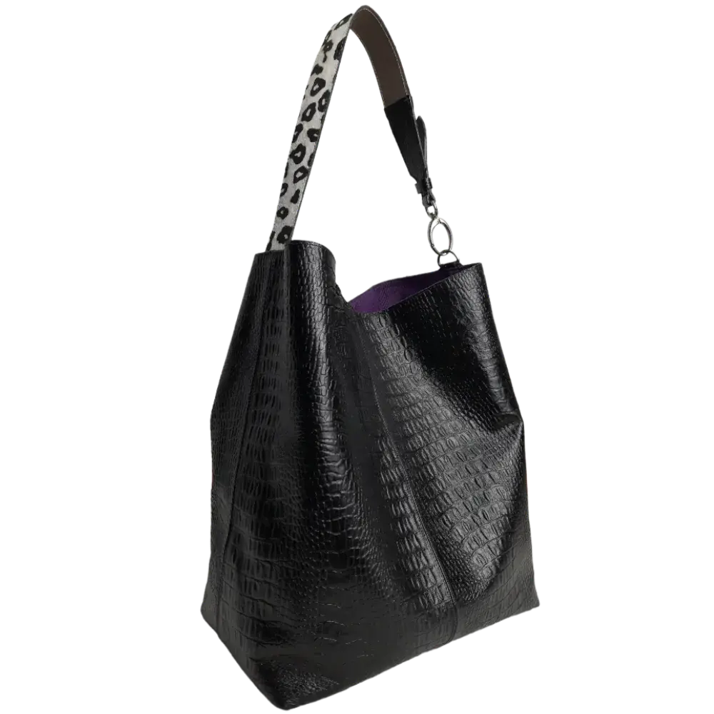 Bolso en cuero para mujer Serenity Reptil negro