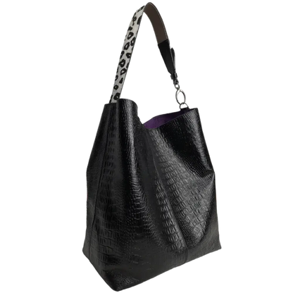 Bolso en cuero para mujer Serenity Reptil negro