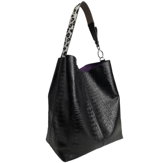 Bolso en cuero para mujer Serenity Reptil negro