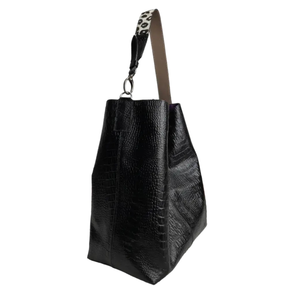 Bolso en cuero para mujer Serenity Reptil negro