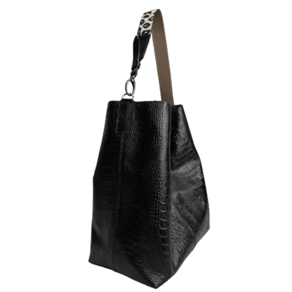 Bolso en cuero para mujer Serenity Reptil negro