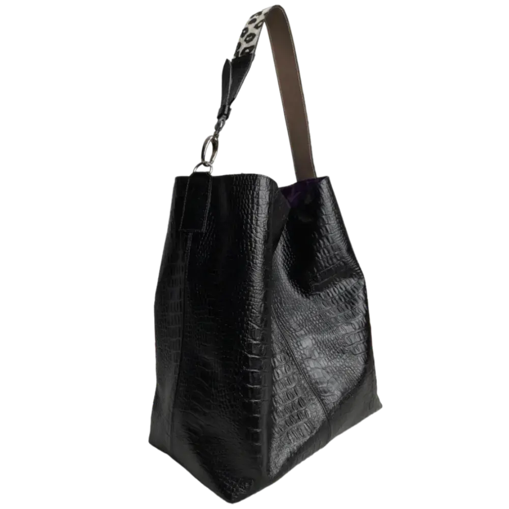 Bolso en cuero para mujer Serenity Reptil negro