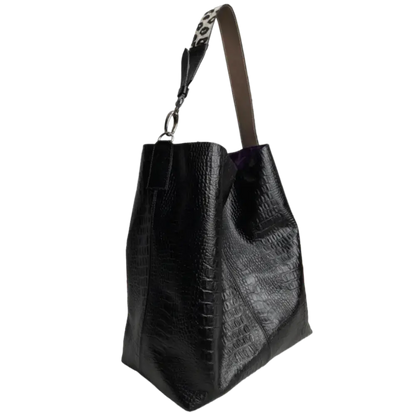 Bolso en cuero para mujer Serenity Reptil negro