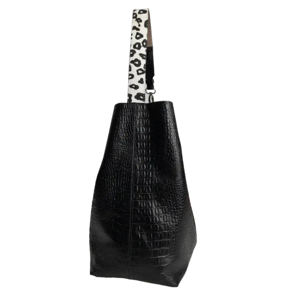 Bolso en cuero para mujer Serenity Reptil negro