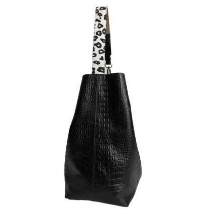 Bolso en cuero para mujer Serenity Reptil negro