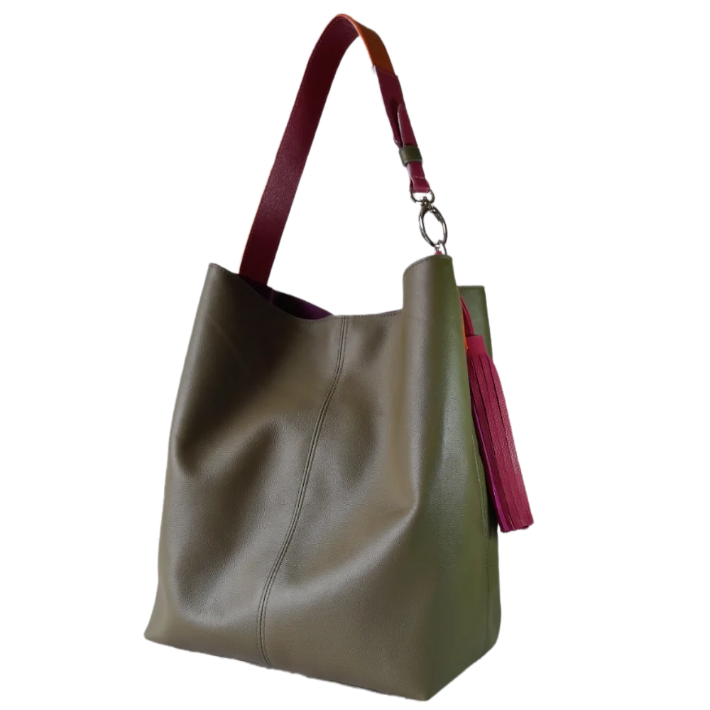 Bolso en cuero para mujer Serenity Verde aceituna