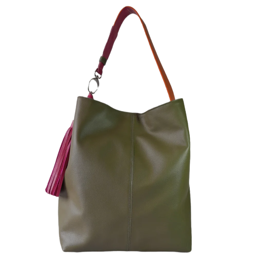 Bolso en cuero para mujer Serenity Verde aceituna