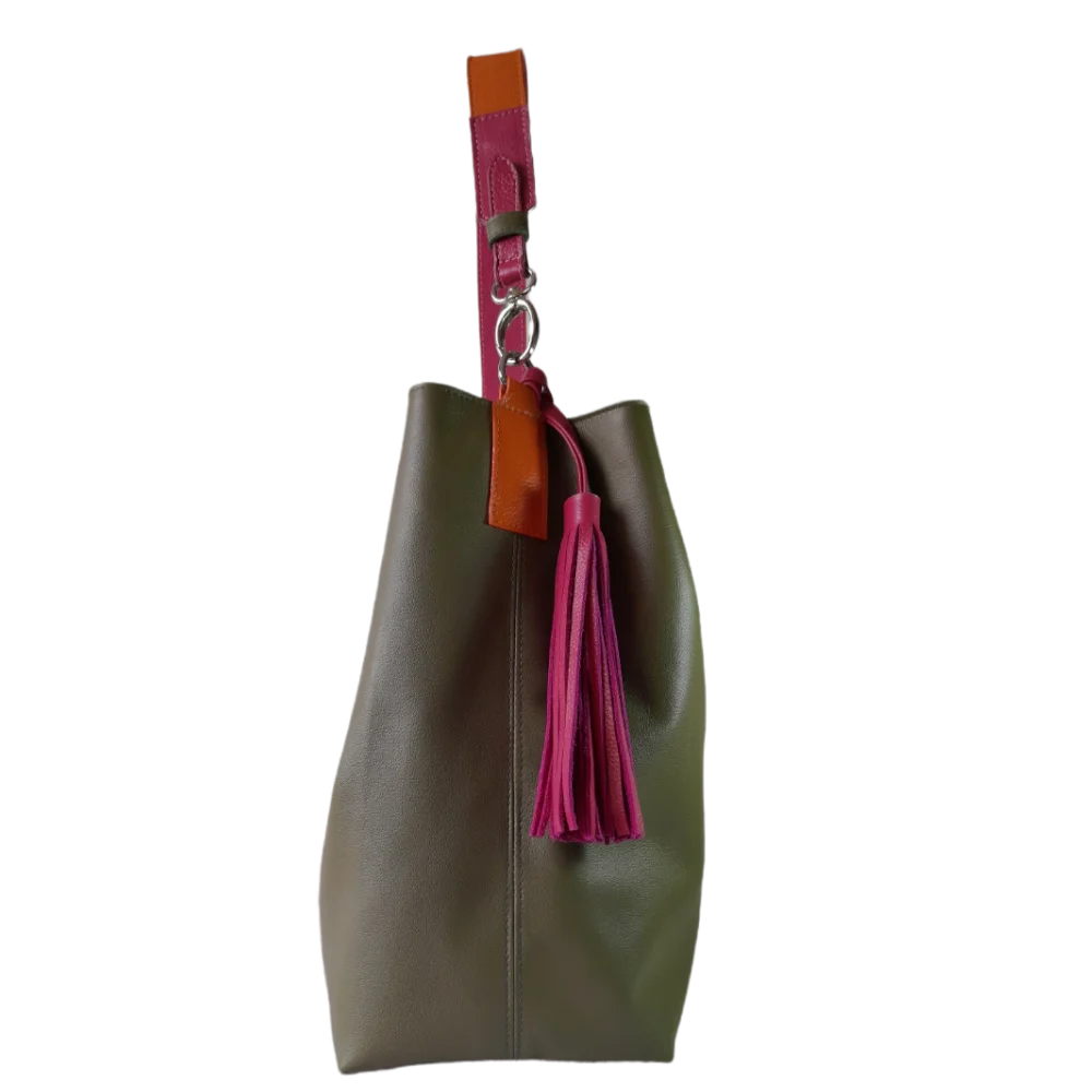 Bolso en cuero para mujer Serenity Verde aceituna