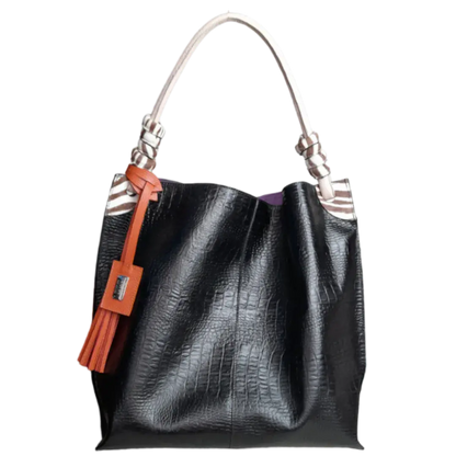 Bolso en cuero para mujer Fernanda reptil negro