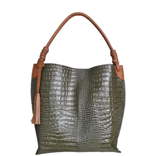 Bolso en cuero para mujer Fernanda glavial verde aceituna