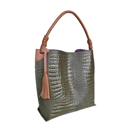 Bolso en cuero para mujer Fernanda glavial verde aceituna