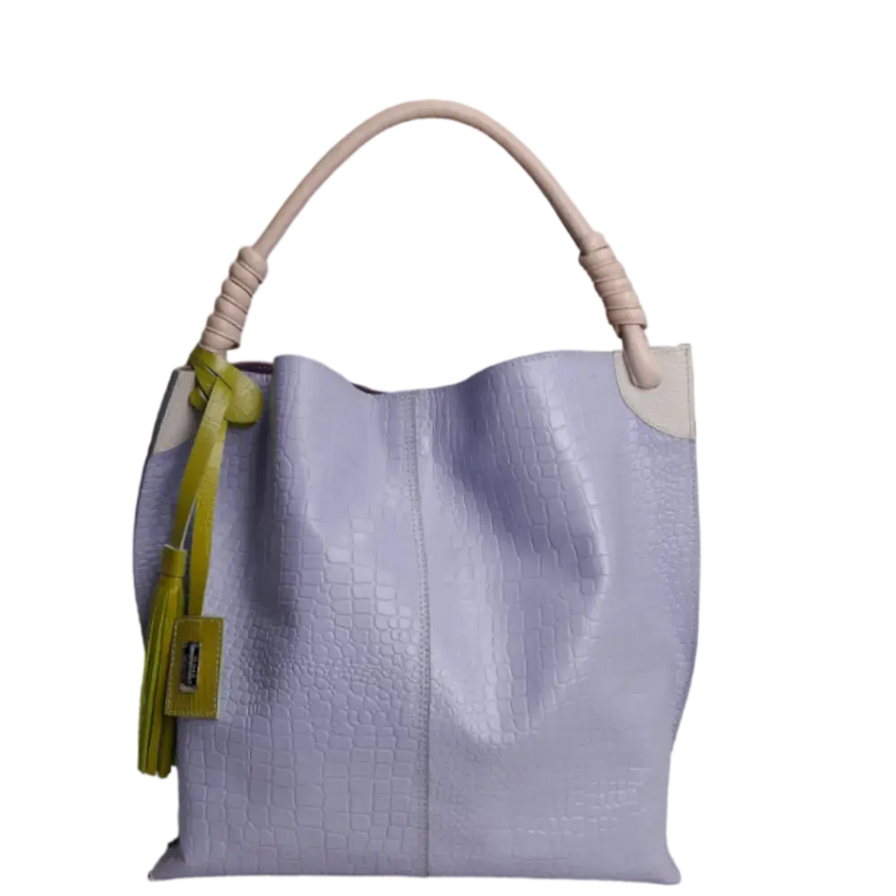 Bolso en cuero para mujer Fernanda reptil lila