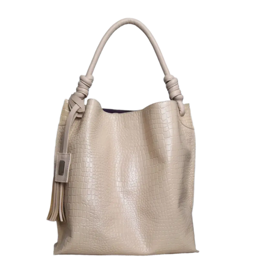 Fernanda reptile nude leather bag for women