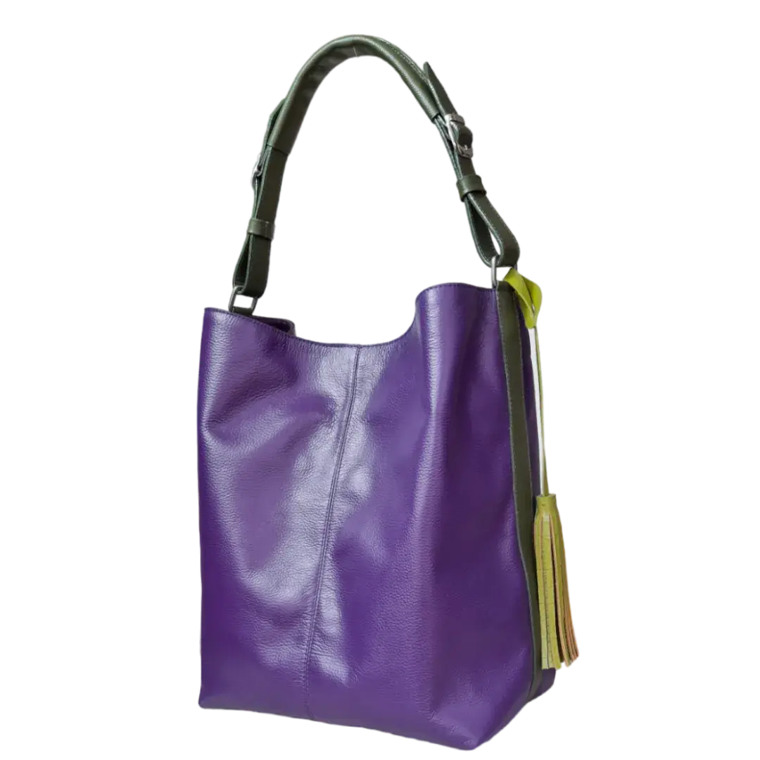 Bolso en cuero para mujer Greta morado