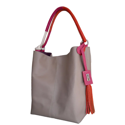 Greta taupe leather bag for women