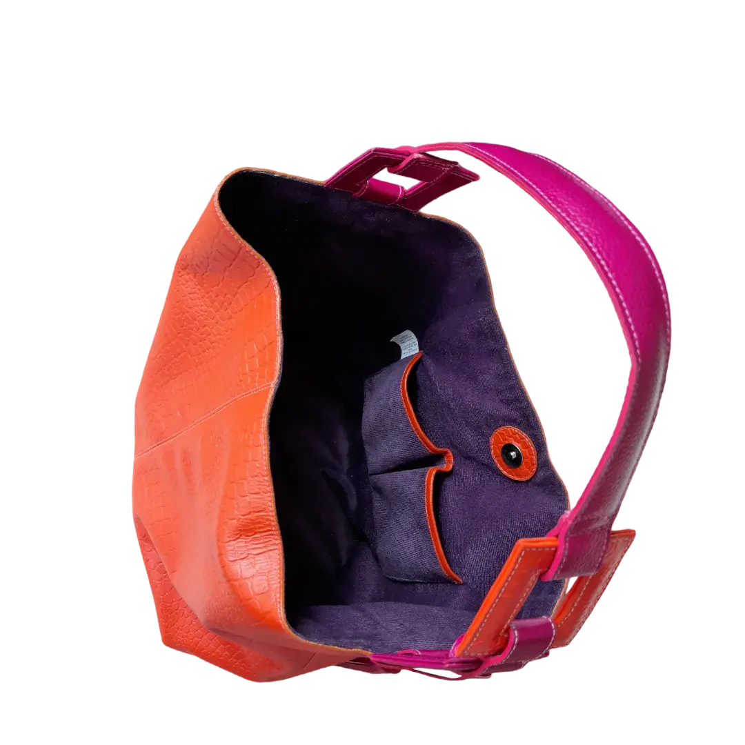 Bolso en cuero para mujer Valentina reptil naranja