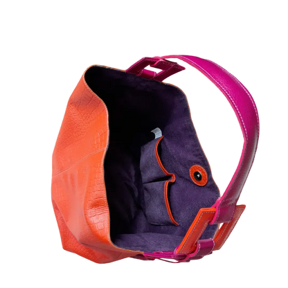 Bolso en cuero para mujer Valentina reptil naranja