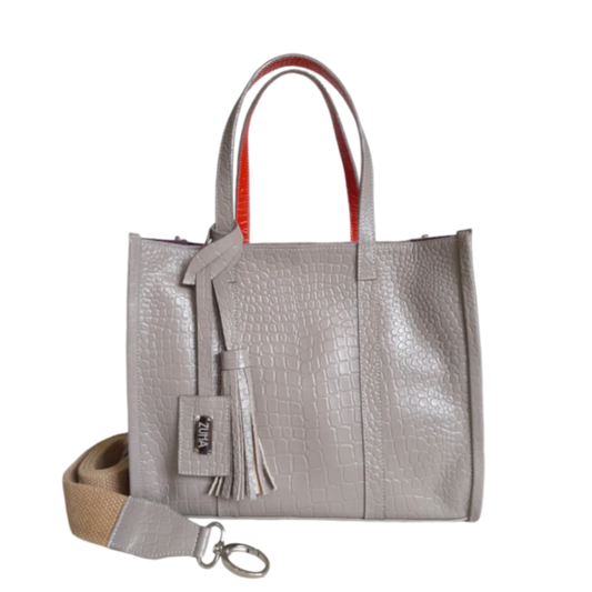 Bolso en cuero para mujer Greta reptil taupe