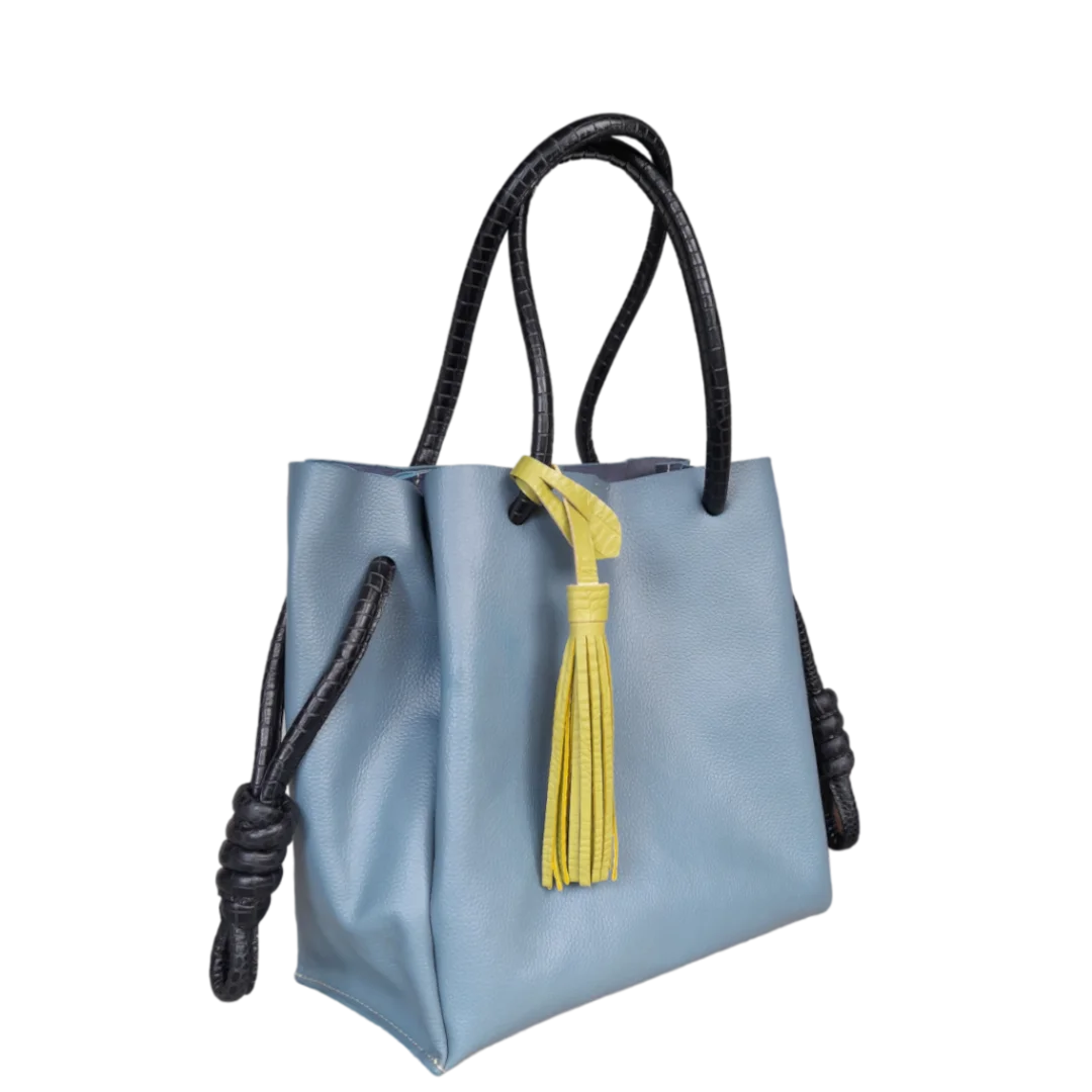 Bolso en cuero para mujer Sofia azul celeste