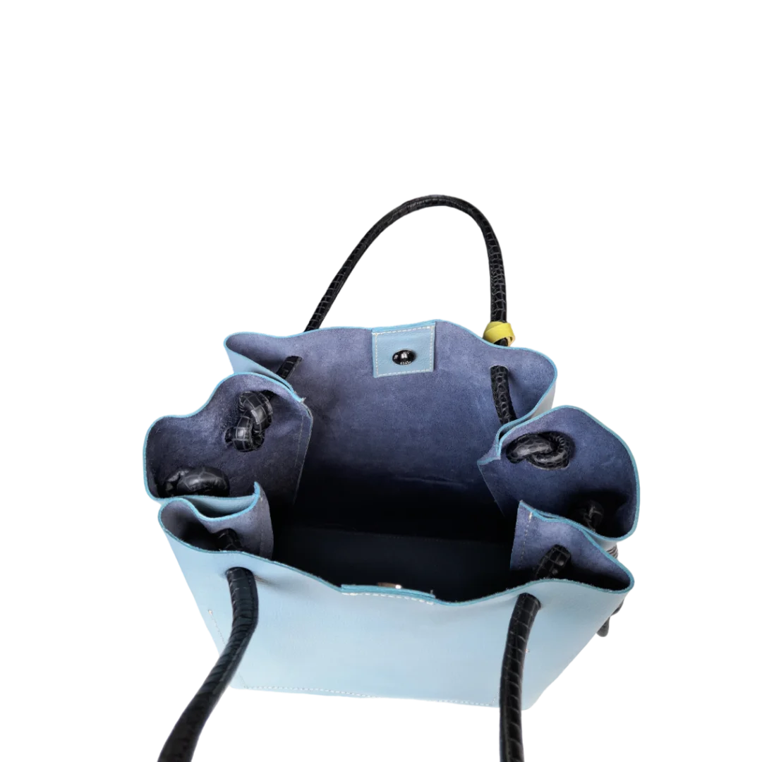 Bolso en cuero para mujer Sofia azul celeste