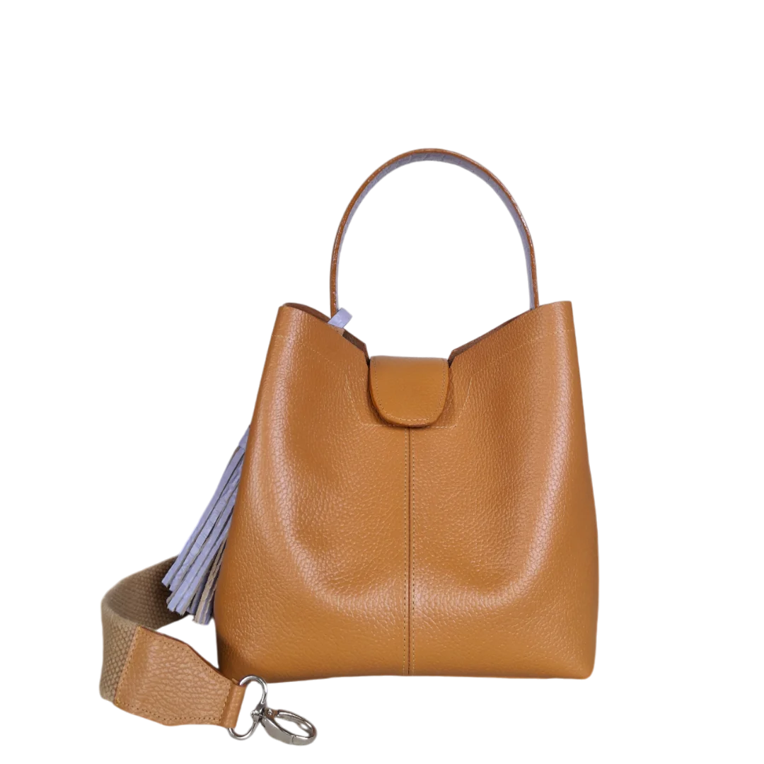 Lucia small leather bag for women in honey color