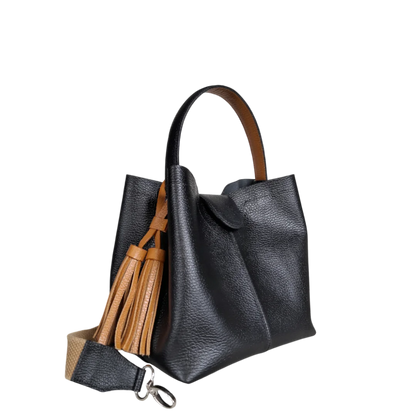 Lucia small leather bag for women in black