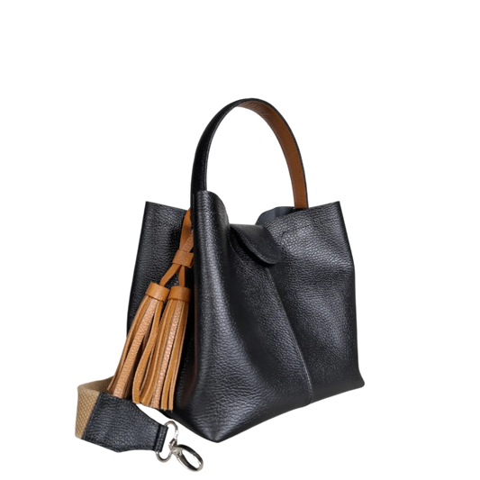 Lucia small leather bag for women in black