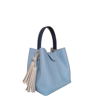 Lucia small leather bag for women in light blue