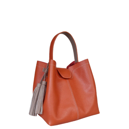 Bolso en cuero para mujer ref. 3307 color jengibre vista lateral