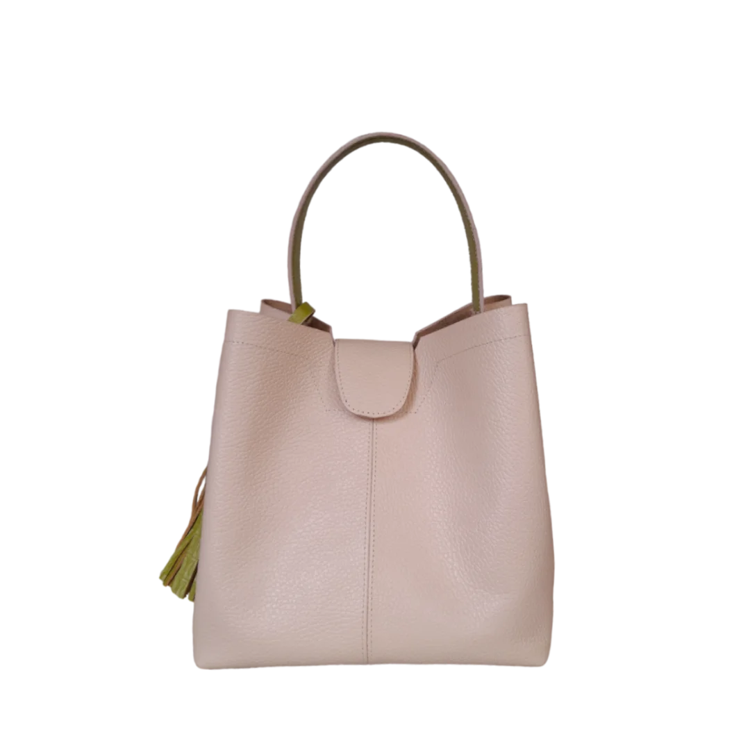 Lucia nude leather small bag for women