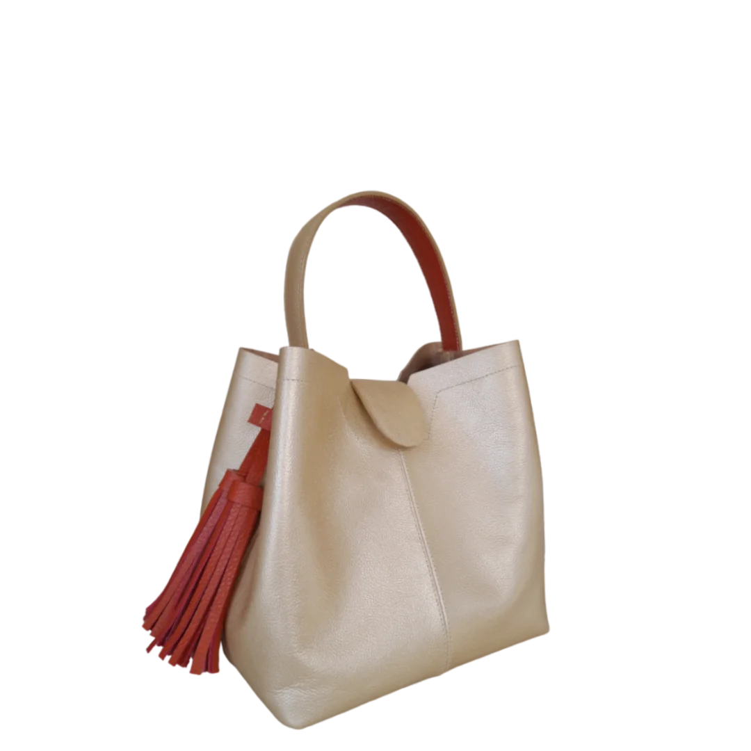 Lucia small leather bag for women gold